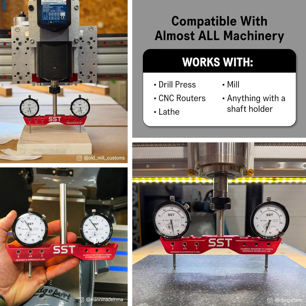 SST - Regular Mill & Lathe Tramming System - Tram, Align, & Square for Machine Calibration - For Angular Misalignment - Precise & Powerful - 0.0005” Dial Indicators - Designed in the USA