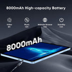 WXUNJA Android 16 Tablet,11 Inch Tablets with Octa Core Processor, 28GB RAM 128GB ROM 1TB Expand, Widevine L1, 8000mAh Battery, 2.4/5Ghz Dual WiFi/GPS/FM, 5/8MP Cameras, Case Included, Blue