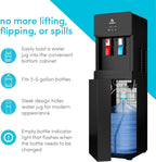 Avalon A6BLWTRCLRBLK Touchless Bottom Loading Cooler Dispenser-Hot & Cold Water, Child Safety Lock, Innovative Slim Design, Holds 3 or 5 Gallon Bottles-UL-Black