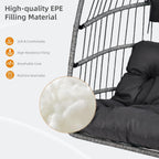 Hanging Egg Chair with Stand, Foldable Oversized Swing Chair, All-Weather Core-Spun Rope, Premium Fabric, Thick Breathable Water-Resistant Cushion, 350LBS Indoor Outdoor (Dark Grey)