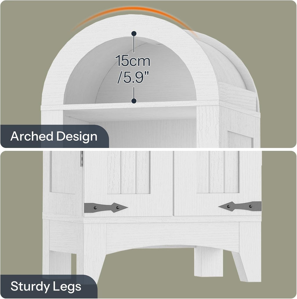 HOOBRO 67" Tall Narrow Bathroom Storage Cabinet, Arched Freestanding Floor Cabinet with 3 Adjustable Shelves and 2 Doors for Small Space, Space Saving Organizer for Bathroom, Living Room, White