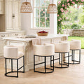 ClinQ 26" H Counter Height Bar Stools Set of 4, Modern Barrel Counter Stools with Backrest and Arms, Black Metal Frames,Linen Fabric Upholstered Accent Barstools for Kitchen Island,Beige