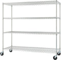 Trinity Basics 4-Tier Adjustable Wire Shelving with Wheels for Kitchen Organization, Garage Storage, Laundry Room, NSF Certified, 600 to 1800 Pound Capacity, 60” by 24” by 54”, EcoStorage Chrome