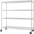 Trinity Basics 4-Tier Adjustable Wire Shelving with Wheels for Kitchen Organization, Garage Storage, Laundry Room, NSF Certified, 600 to 1800 Pound Capacity, 60” by 24” by 54”, EcoStorage Chrome