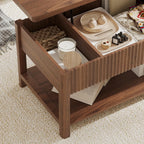 Lift Top Coffee Table with Storage for Living Room, 2-in-1 Modern Center Table & Desk with Hidden Storage Compartment & Open Shelf, Space Saving for Small Space & Apartment (Walnut)