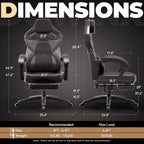 Dowinx PU Leather Gaming Chair with Footrest, Big and Tall Ergonomic Computer Chair with Lumbar Support, Wide Back Gamer Chair for Heavy People, Black