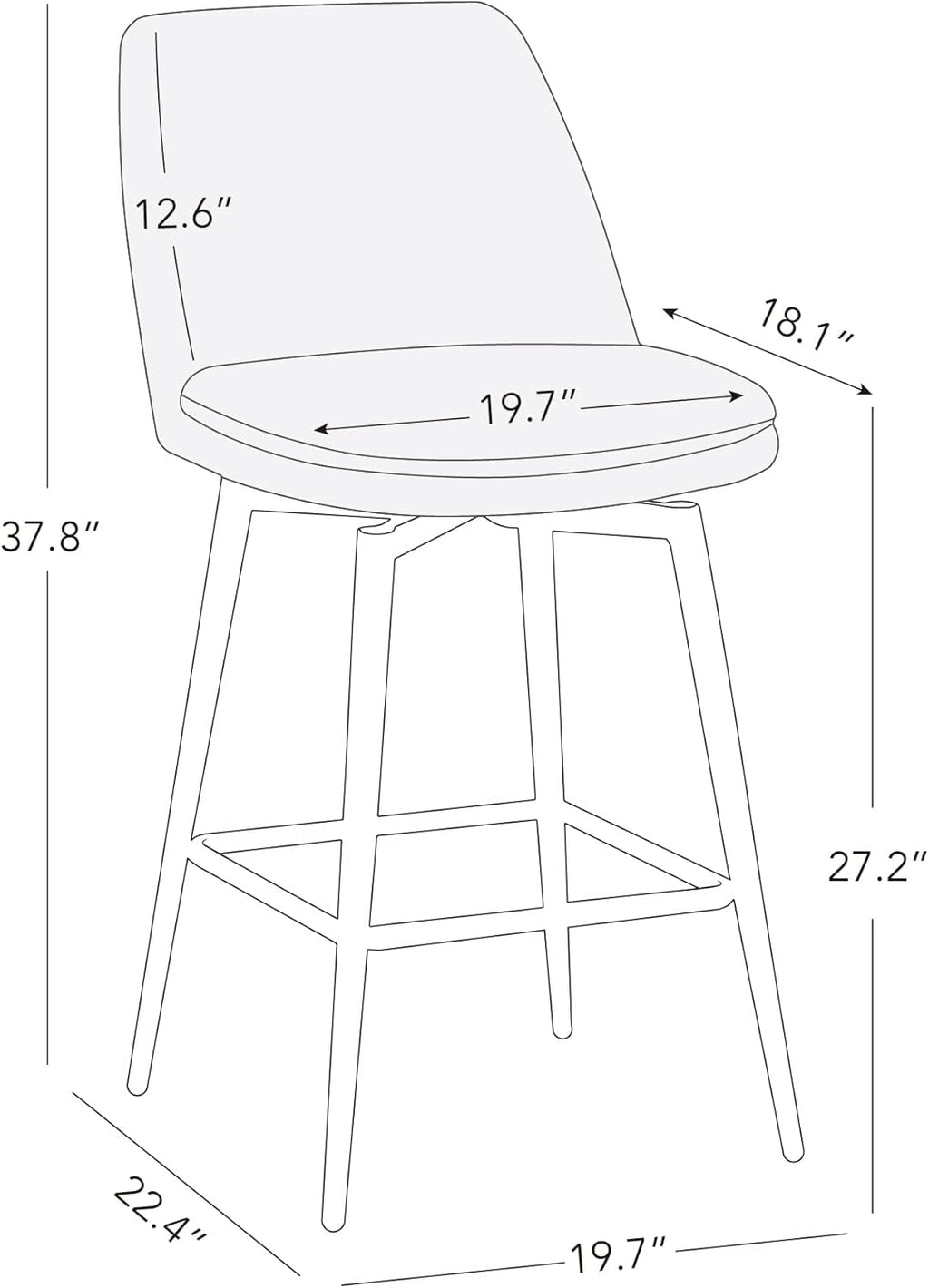 CHITA Swivel Bar Stools, 27.2" Counter Height Bar Stools Set of 3, FSC Certified Upholstered Modern Counter Stools, Metal Legs, Faux Leather, Saddle Brown