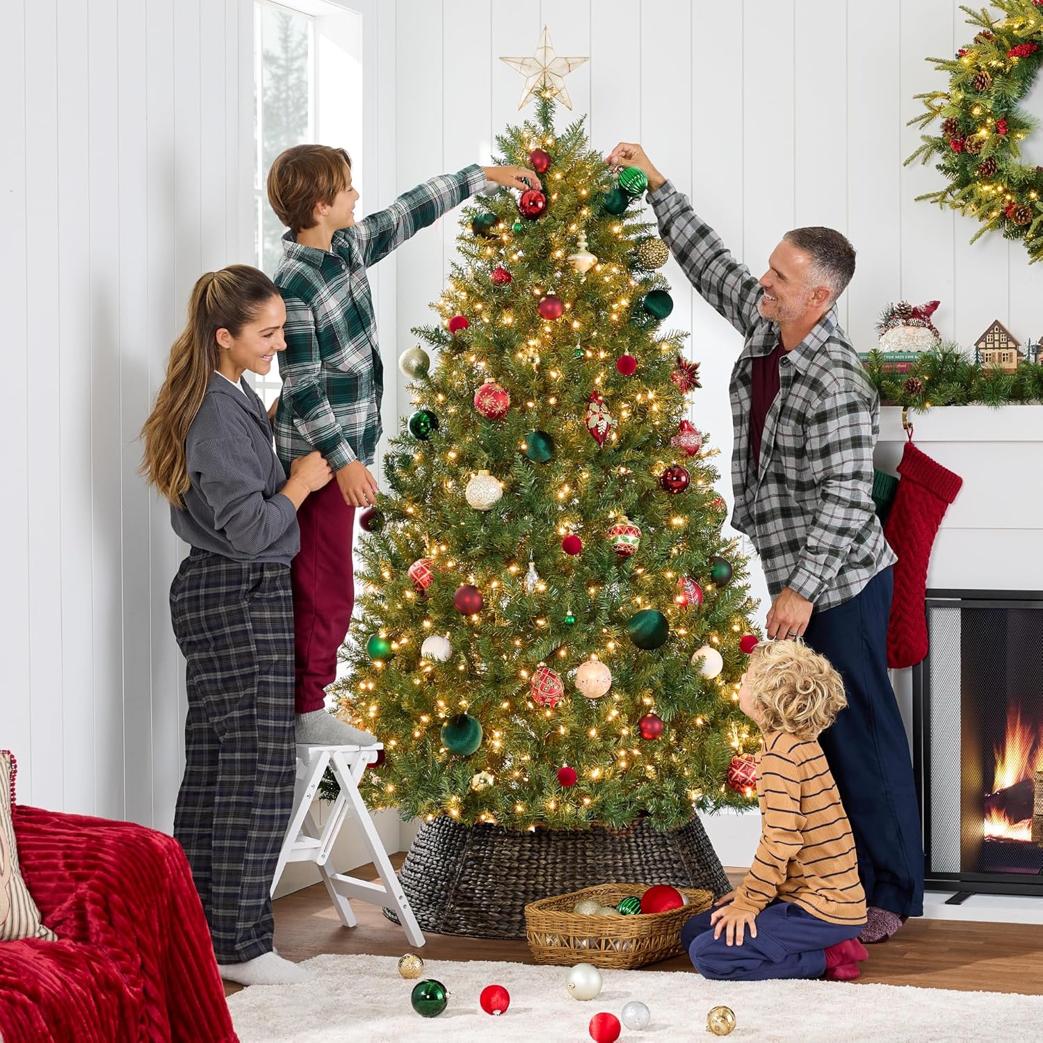 Best Choice Products Douglas Fir Christmas Tree, 7.5ft Pre-lit Artificial Full Fir Lighted Holiday Decoration w/Warm White Lights, Metal Stand