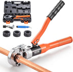 VEVOR Copper Pipe Crimping Tool, Hydraulic Driven Pro Press Tool with 1/2", 3/4", 1" Jaws, Copper Tube Fittings Crimper for Narrow Spaces, Straight & Bend Fittings - with Carrying Case