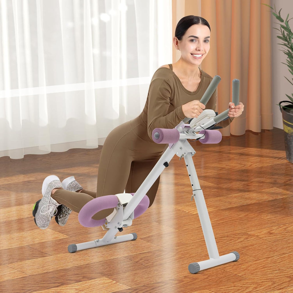 Ab Machine Ab Workout Equipment Adjustable Abdominal Trainer Whole Body Exercise Machine Stomach Waist Cruncher Core Toner Leg Thighs Buttocks Shaper Foldable Home Gym Equipment