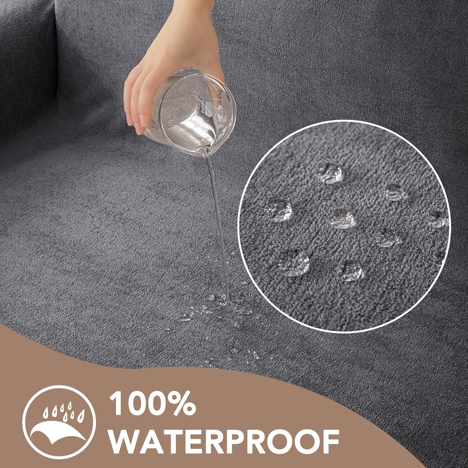 Waterproof Couch Covers for 4 Cushion, Non Slip Cat-Scratch Resistant Sofa Couch Covers for Dogs, L Shape Sectional Protectors Slipcovers, Large Furniture Covers for Pets, 91" x 150", Grey
