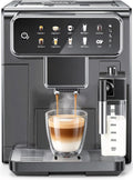 Automatic Espresso Machine with Grinder and Milk Frother - Auto Coffee Maker with 7 One-Touch Coffee Recipes for Latte, Cappuccino, Americano, Iced and Hot Coffee (Grey coffee machine)