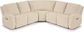 VANSOFY Extra Large Reclining Sectional Couch Covers, Washable 5-Piece Sofa Covers for L Shape Sectional Sofa Corner Seater, Thick, Soft Sofa Slipcovers (5 Seat Recliner Cover, Cream)