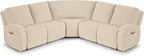 VANSOFY Extra Large Reclining Sectional Couch Covers, Washable 5-Piece Sofa Covers for L Shape Sectional Sofa Corner Seater, Thick, Soft Sofa Slipcovers (5 Seat Recliner Cover, Cream)