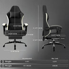 Gaming Chair, High Back Fabric Computer Chair with Pocketed Spring Cushion and Footrest, Height Adjustable Game Chair with Headrest and Lumbar Support (Beige & Black)