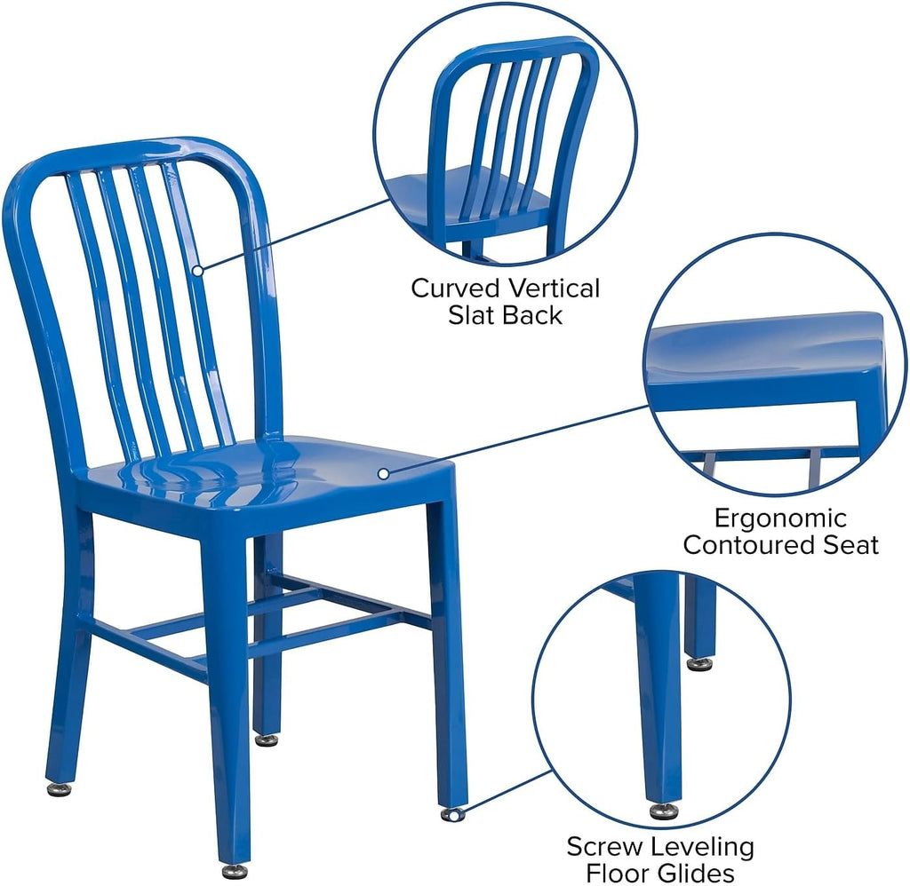 Flash Furniture Commercial Grade Blue Metal Indoor-Outdoor Chair