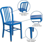 Flash Furniture Commercial Grade Blue Metal Indoor-Outdoor Chair