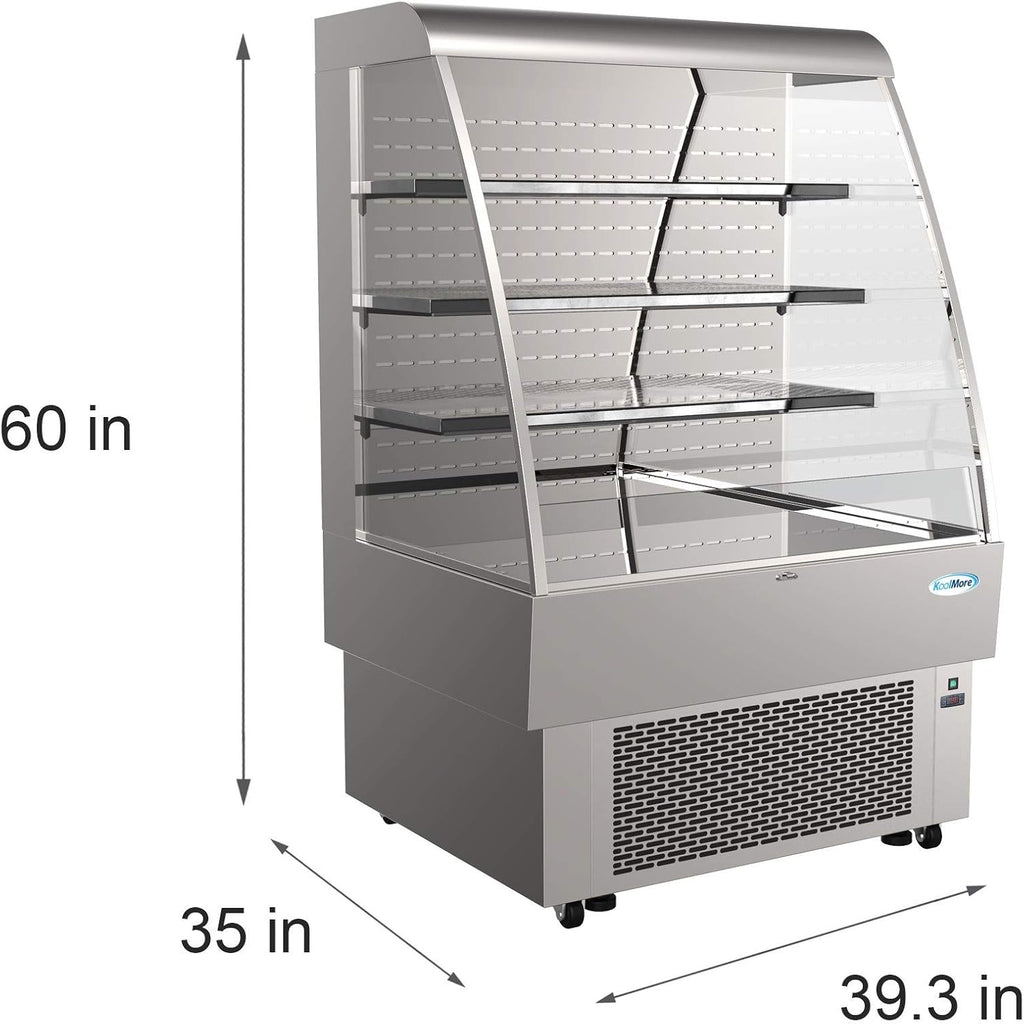 KoolMore - CDA-13C Open Air Merchandiser Grab and Go Refrigerator with LED Lighting and Night Curtain - 13.4 cu.ft