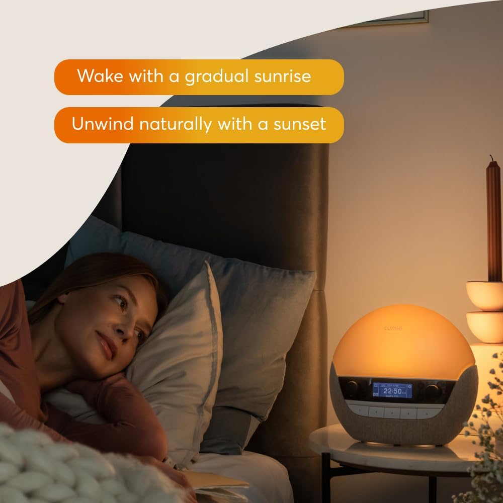 Lumie Bodyclock Luxe 700FM | Wake-Up Light with FM Radio, Bluetooth Speakers, Sunrise/Sunset Features and Low-Blue Light for Sleep