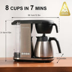 Bonavita Enthusiast 8 Cup Drip Coffee Brewer, Pour Over, SCA Certified Coffee Machine with Thermal Carafe, Stainless Steel Panel, Removable Reservoir