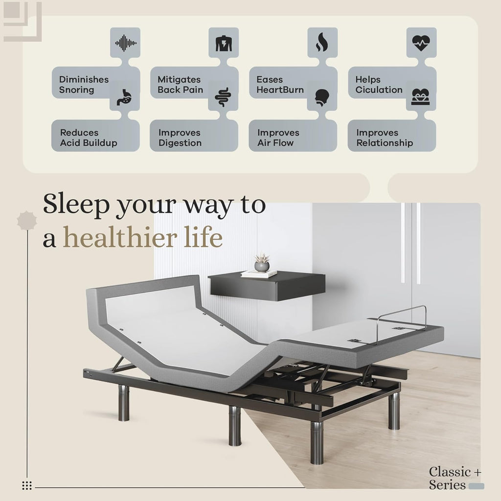 Sven & Son Harmony Adjustable Bed Base, Head and Foot Lift, Massage, Under-Bed Lights, USB, Memory, Zero Gravity Smart Frame - Twin XL