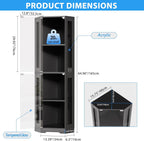 65" Corner Glass Display Cabinet with LED Lights, 4-Tier Showcase Display Case with Glass Doors & Human Body Sensor for Collectibles, Liquor, Black