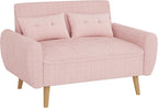 Shintenchi Small Modern Loveseat Couch Sofa, Mid Century Fabric Upholstered 2-Seat Sofa Couch Love Seats Furniture for Small Space,Living Room,Studio,Apartment with 2 Pillows, Pink