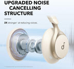 Soundcore by Anker, Space One, Active Noise Cancelling Headphones, 2X Stronger Voice Reduction, 40H ANC Playtime, App Control, LDAC Hi-Res Audio, Comfortable Fit, Clear Calls, Bluetooth 5.3 (White)