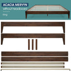 Acacia Mervyn Bed Frame Solid Wood Platform Bed, King Bed Frame No Headboard, Natural Wood Bed Compatible with All Mattress Types, No Box Spring Needed, Quick & Easy Assembly, Chocolate
