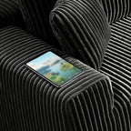 WorthFurni Cloud Modular Sofa Couch with L-Shape Chaise,Modern Sectional with Deep Seat, Upholstered Couches for Living Room Bedroom,No Assembly Required, Plush Corduroy Fabric 110.4"(Black)