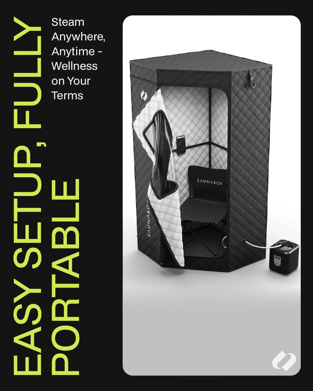 SAUNABOX® SmartSteam Kit Pro | Personal Steam Sauna for Home Use | Portable Sauna Tent with Chair  Mat & Case | Full-Body Steam Therapy for Relaxation  Detox & Recovery