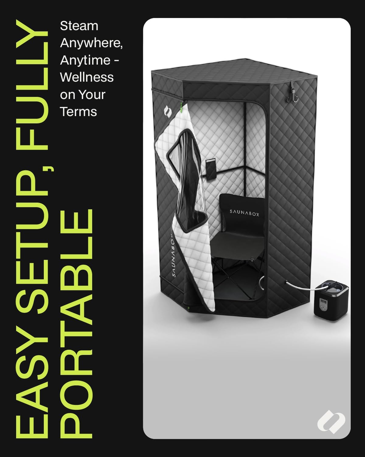 SAUNABOX® SmartSteam Kit Pro | Personal Steam Sauna for Home Use | Portable Sauna Tent with Chair  Mat & Case | Full-Body Steam Therapy for Relaxation  Detox & Recovery