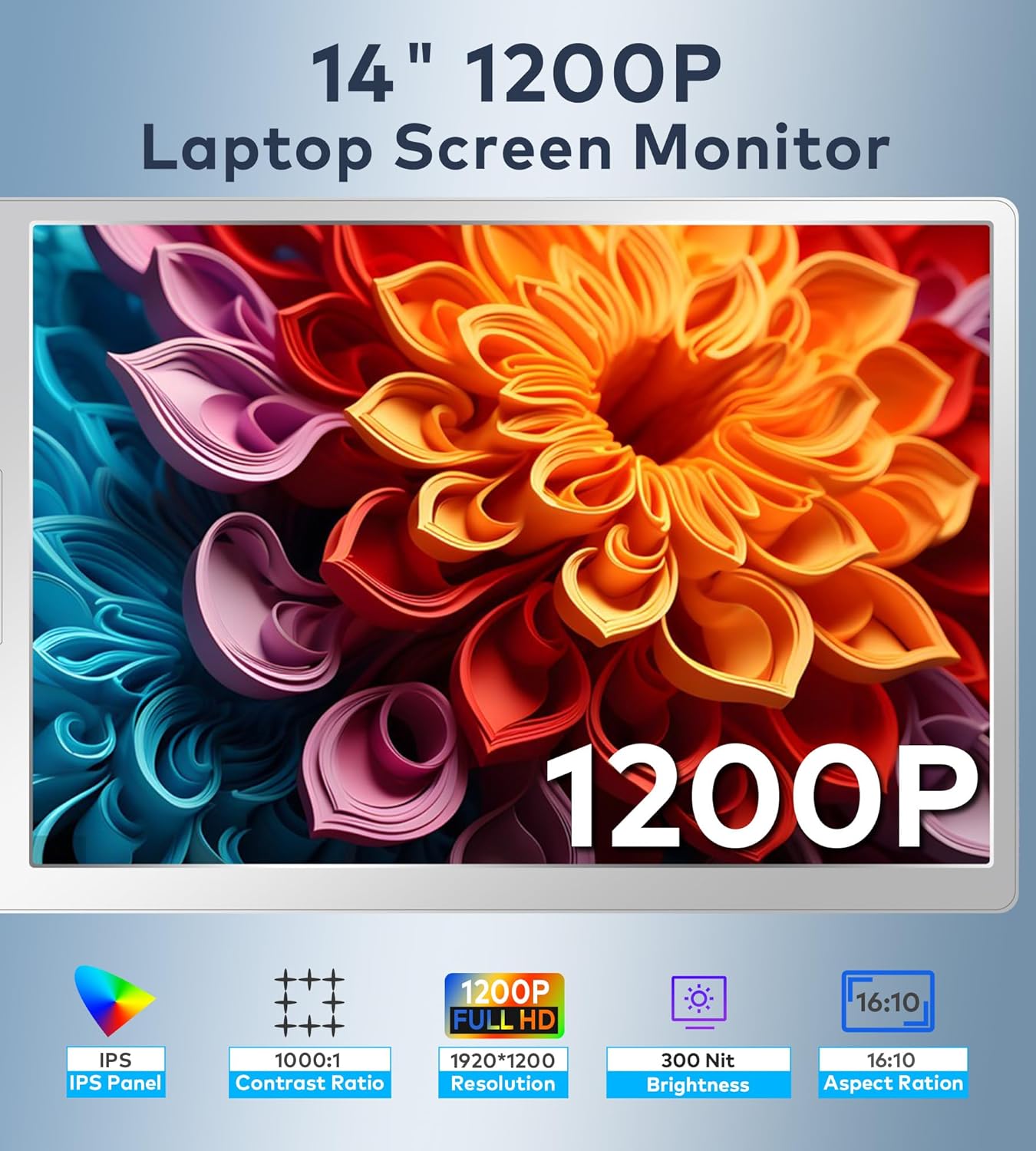 Laptop Screen Extender  FHD 1080P IPS Triple Screen Portable Monitor Extender 12–18.5 inch  Portable Laptop Extended Monitor Compatible with Windows and MacBook (Quad Monitor  14" S780-C)