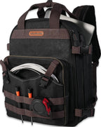WELKINLAND 90-Pockets Electrician Backpack, Wax-Canvas Tool Backpacks Heavy Duty, Convenient Work Tool Back pack With Pockets