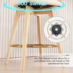 ONEVOG Modern 26" Counter Height Bar Stools Set of 4, Swivel Kitchen Island Tall Chairs with Back, Arm, Footrest and Solid Wood Legs, Linen Fabric Upholstered Farmhouse Barstools for Countertop, Beige