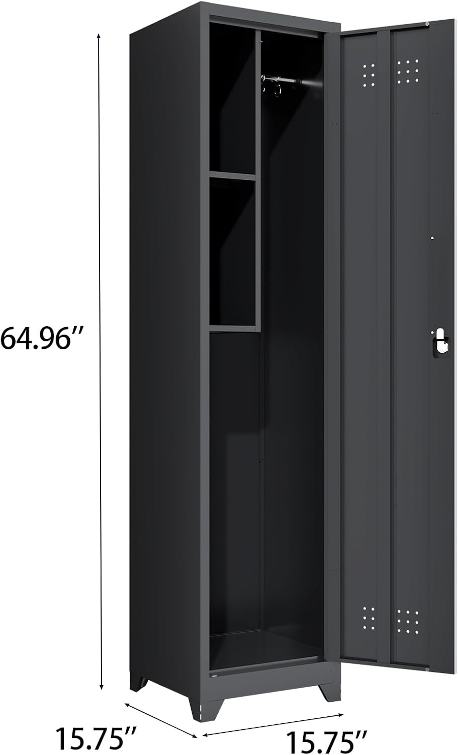 Metal Garage Storage Cabinet,Broom Closet Storage Cabinet,Utility Closet Cabinet for Garage,Office,Gym,Black