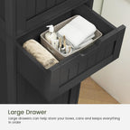 Iwell Tall Black Bathroom Cabinet with 2 Doors and 1 Drawer, Bathroom Storage Cabinet with Adjustable Shelves, Narrow Storage Unit for Living Room, Entryway, Kitchen, Black
