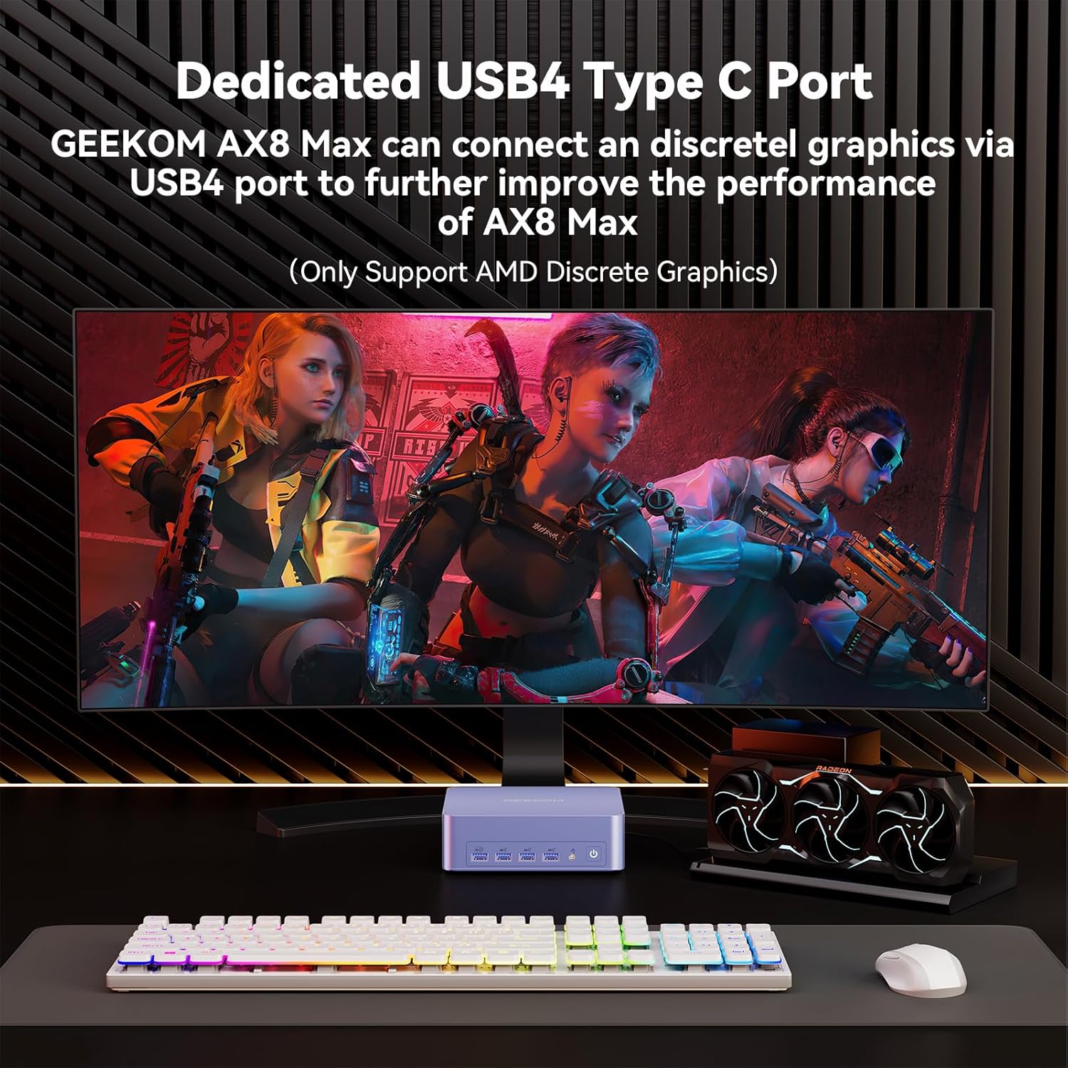 GEEKOM AX8 Max Mini PC with AMD Ryzen 7 8745HS Dual 2.5GbE Lan Port| 32GB DDR5(Upgradable) 1TB NVMe SSD(Expandable)| Radeon 780M USB4.0(40Gbps) Quad Display| Windows 11 Pro Gaming Office Video Editing