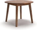 Signature Design by Ashley Berringer Dining Room Round Drop Leaf Table, Rustic Design, Seats 4, Hinged Extension Leaves, Small Space Solution, 42" W x 42" D x 30.63" H, Rustic Brown