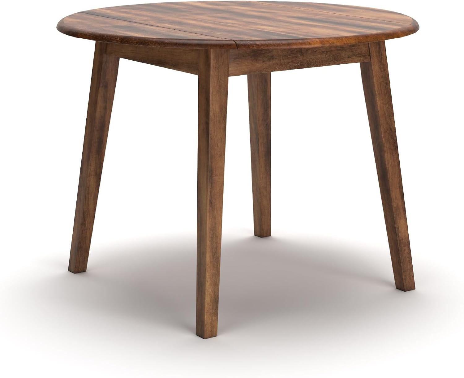 Signature Design by Ashley Berringer Dining Room Round Drop Leaf Table, Rustic Design, Seats 4, Hinged Extension Leaves, Small Space Solution, 42" W x 42" D x 30.63" H, Rustic Brown