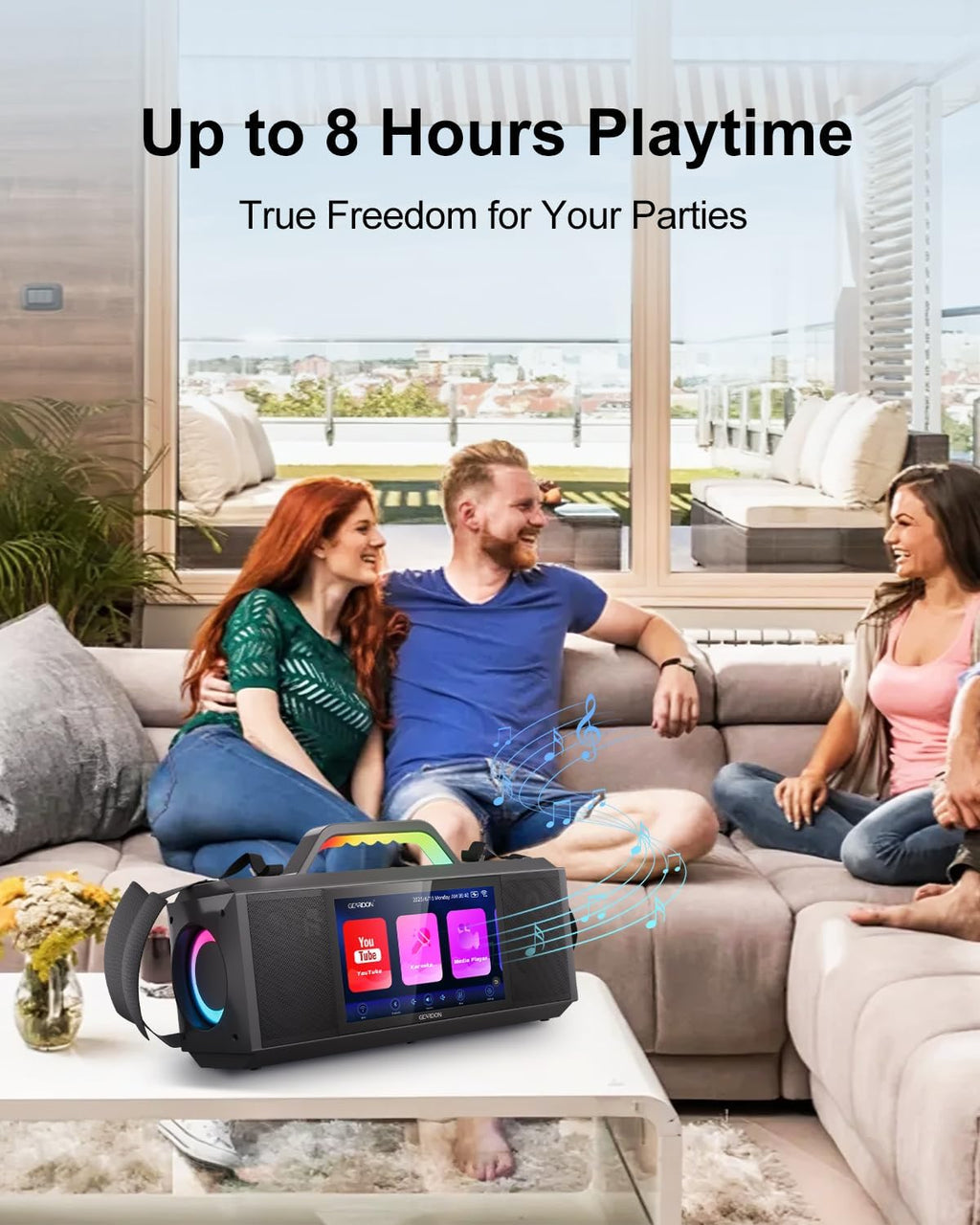 Karaoke Machine for Adults - with Lyrics Display and Screen  Professional Karaoke System  2 Wireless Mics  200W Peak Power  Free Karaoke App  Portable Karaoke Speaker for Home Party and Any Occasion