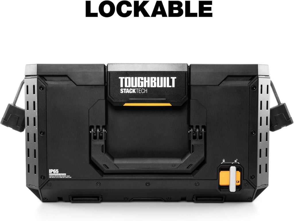 ToughBuilt StackTech Large Tool Box with Auto-Locking Interface, Self-Aligning Top, One-Hand Latch, Accessory Rails, Lock Points & IP65 Protection