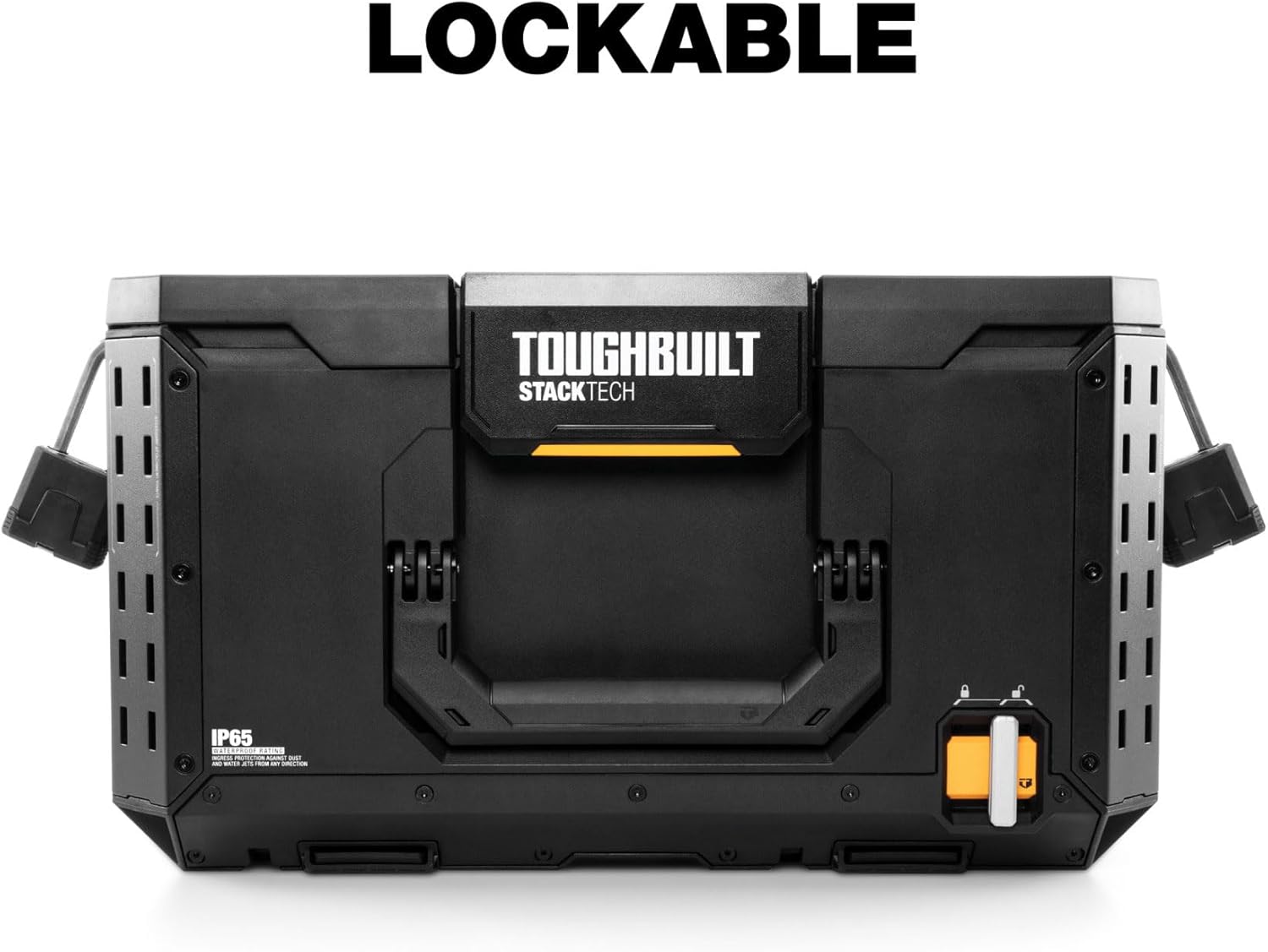 ToughBuilt StackTech Large Tool Box with Auto-Locking Interface, Self-Aligning Top, One-Hand Latch, Accessory Rails, Lock Points & IP65 Protection
