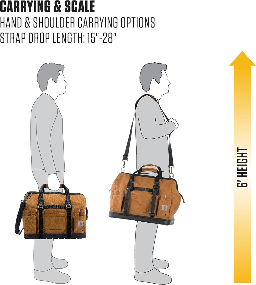 Carhartt Onsite Tool Bag, Durable Water-Resistant, Tool Storage Bag, Heavyweight w/Molded Base, 18-Inch, Carhartt Brown