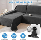 Deep Dream Sectional Couch Covers, 2 Pieces 100% Waterproof L Shaped Sofa Cover, Non Slip Couch Cover for Dogs Cats Washable, Pet Friendly Sofa Slipcovers Furniture Protector (XX-Large, Dark Grey)
