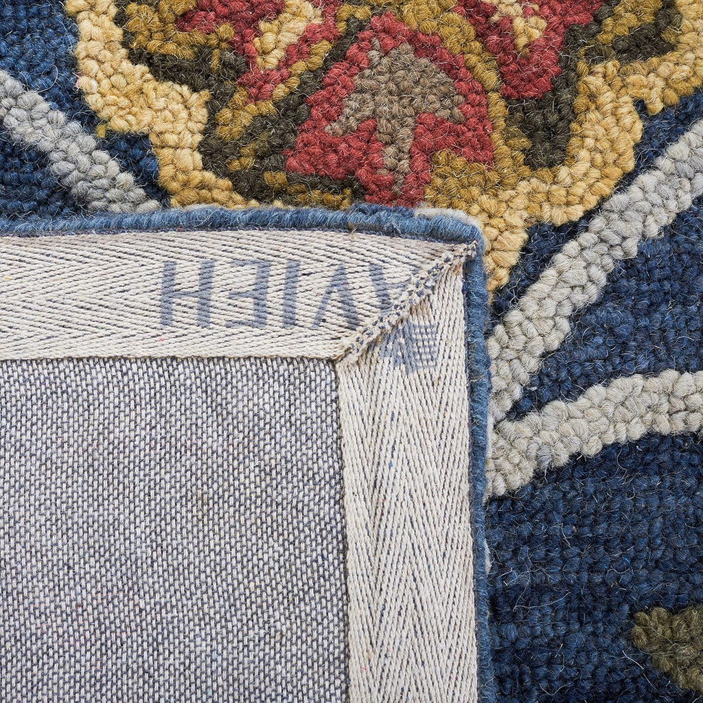 SAFAVIEH Blossom Collection Area Rug - 9' x 12', Navy & Multi, Handmade Wool, Ideal for High Traffic Areas in Living Room, Bedroom (BLM402A)