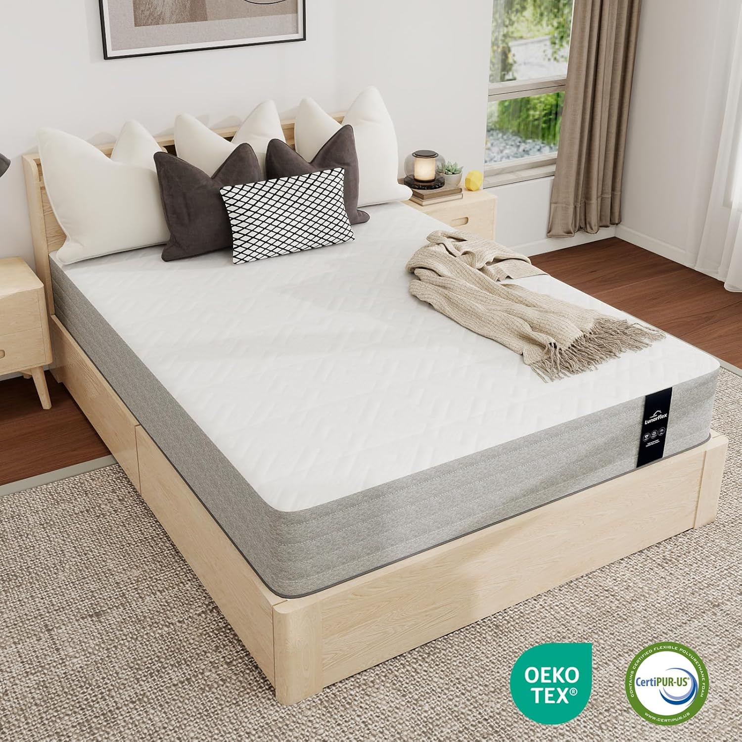 Lunarflex Twin Mattress, 10 Inch Hybrid Mattress in a Box, Fiberglass-Free Individual Pocket Spring & Breathable Foam Bed for Kids, Bunk Beds & Dorms, Medium Firm Support