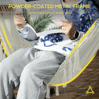 Outsunny Patio Hammock Chair with Stand, Outdoor Hammock Swing Hanging Lounge Chair with Side Pocket and Headrest, Cream White