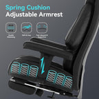 Big and Tall Office Chair with Footrest, PU Leather High Back Executive Office Chair 400lbs, Ergonomic Computer Chairs Lumbar Support for Heavy People (All Black)