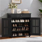 Yaheetech Shoe Cabinet, 4-Tier Shoe Storage Cabinet with Drawer & Adjustable Shelves, Shoe Rack Cabinet for Entryway, Hallway, Living Room, Black